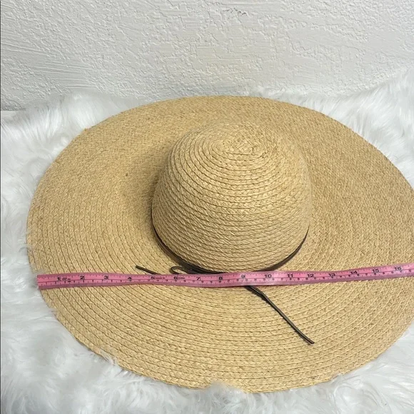 Hat Attack New York's Tan Straw Sun Hat with Ribbon - Picture 4 of 9